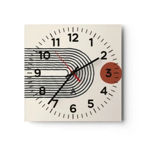 Väggklocka - Klocka på glas - Formernas och färgernas magnetism - 30x30 cm
