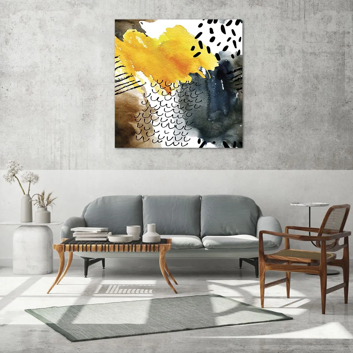 Glastavla - Bild på glas - Elementens möte - 60x60 cm