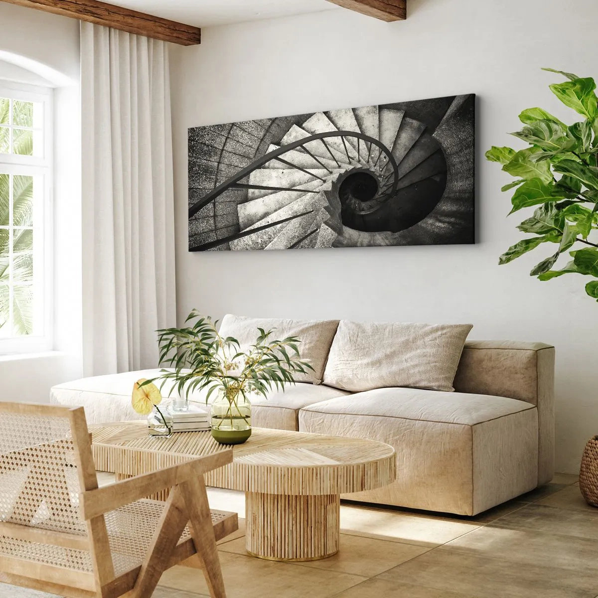 Canvastavla - Bild på duk - Uppför trappan, nedför trappan - 100x40 cm