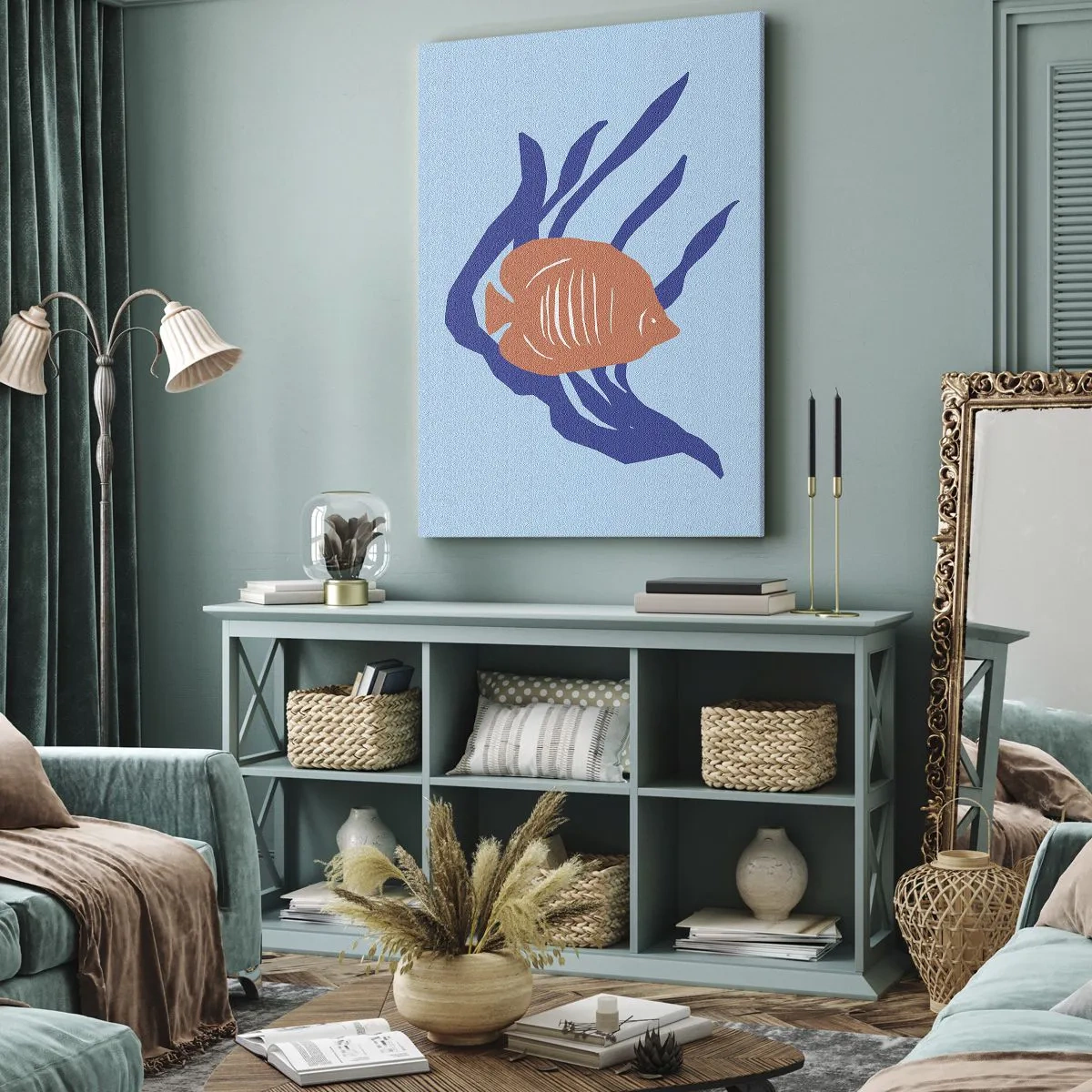 Canvastavla - Bild på duk - Inneboende i korallvatten - 45x80 cm