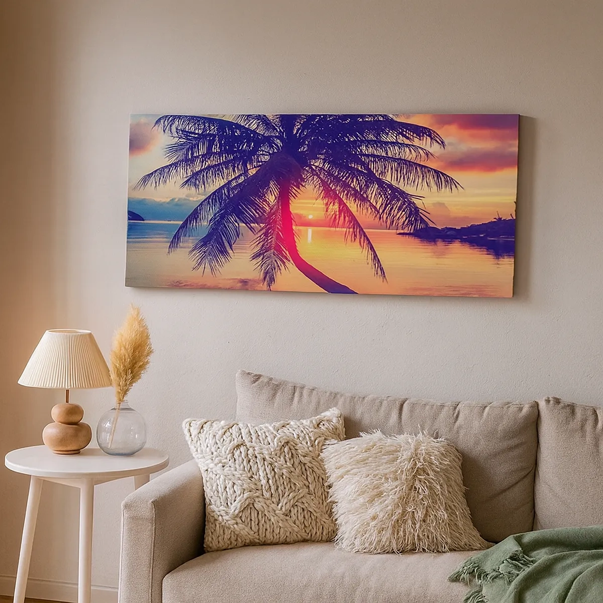 Canvastavla - Bild på duk - Kväll under palmerna - 30x30 cm