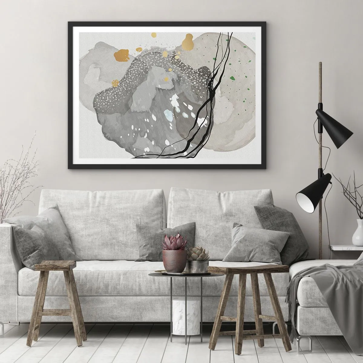 Affisch i svart ram - Organisk komposition - 50x40 cm