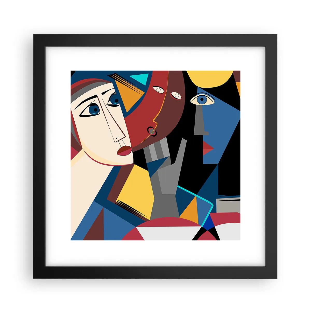Affisch i svart ram - Kubistiskt samtal - 30x30 cm