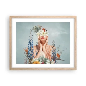 Affisch i ram av ljusek - Kvinna - blomma - 50x40 cm