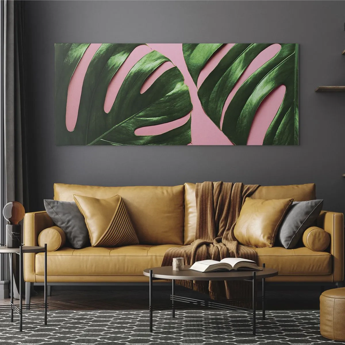Glastavla - Bild på glas - Grön rendez-vous - 100x40 cm