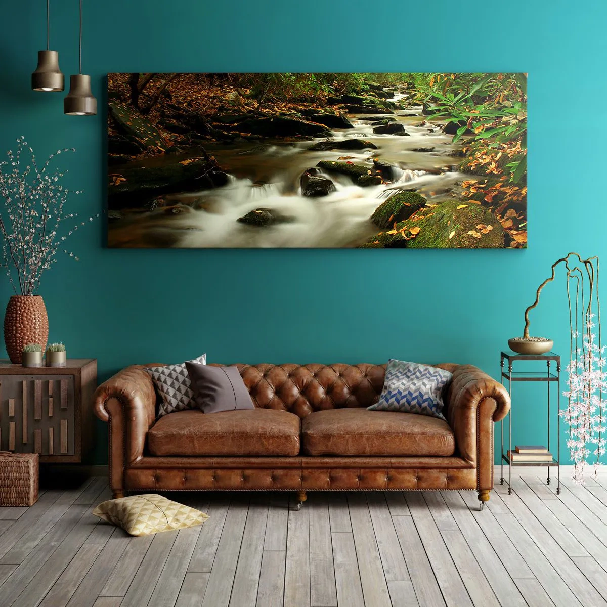 Canvastavla - Bild på duk - Som flytande silver - 100x40 cm