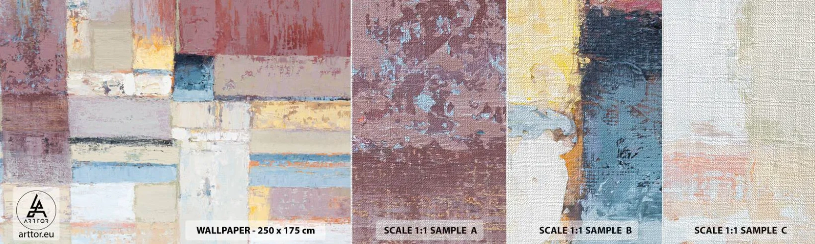 Provbit av fototapet Premium Canvas - Geometrins lugn - Abstraktion, Pastell, Minimalistisk - 100x30 cm