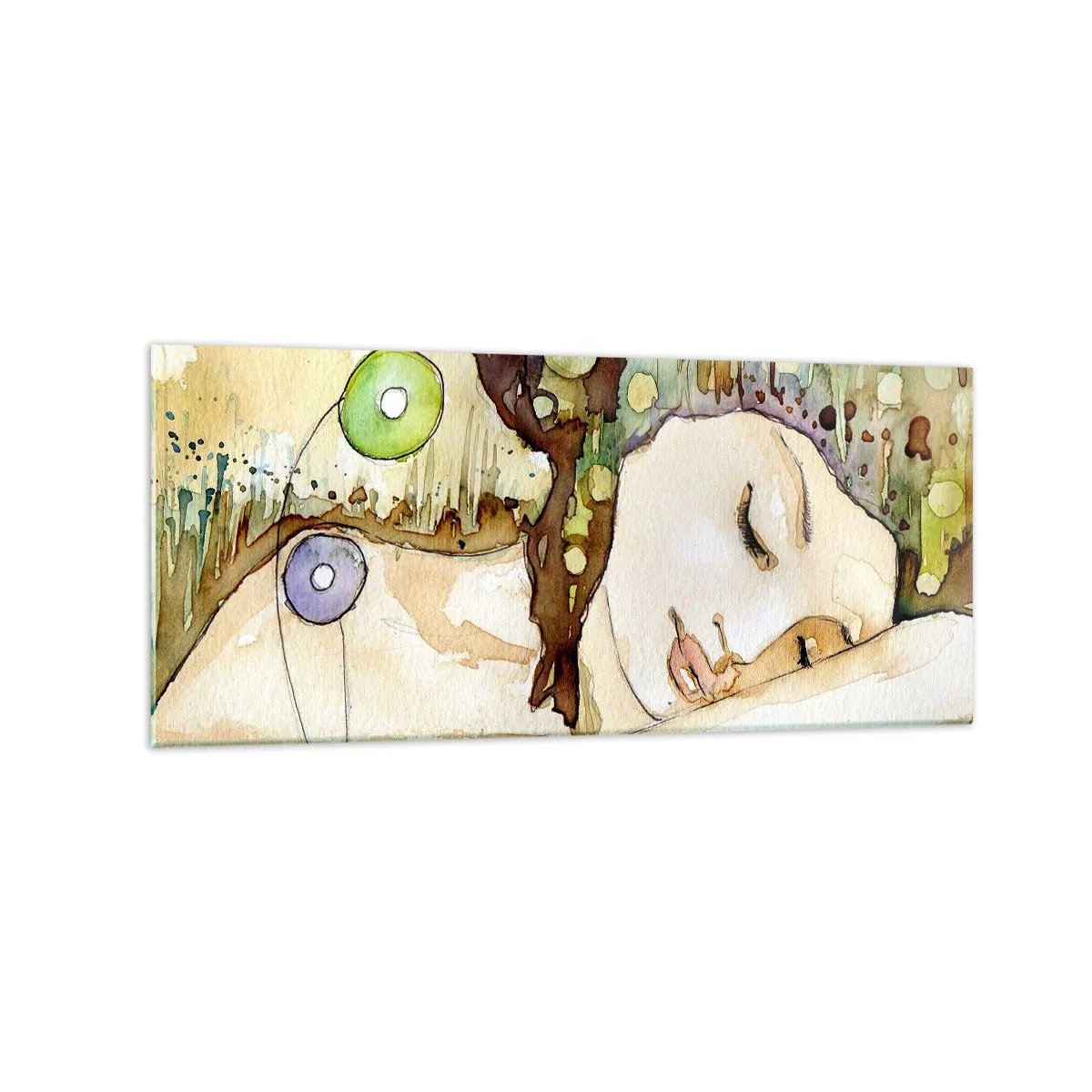 Glastavla - Bild på glas - Smaragd-viol dröm - 120x50 cm
