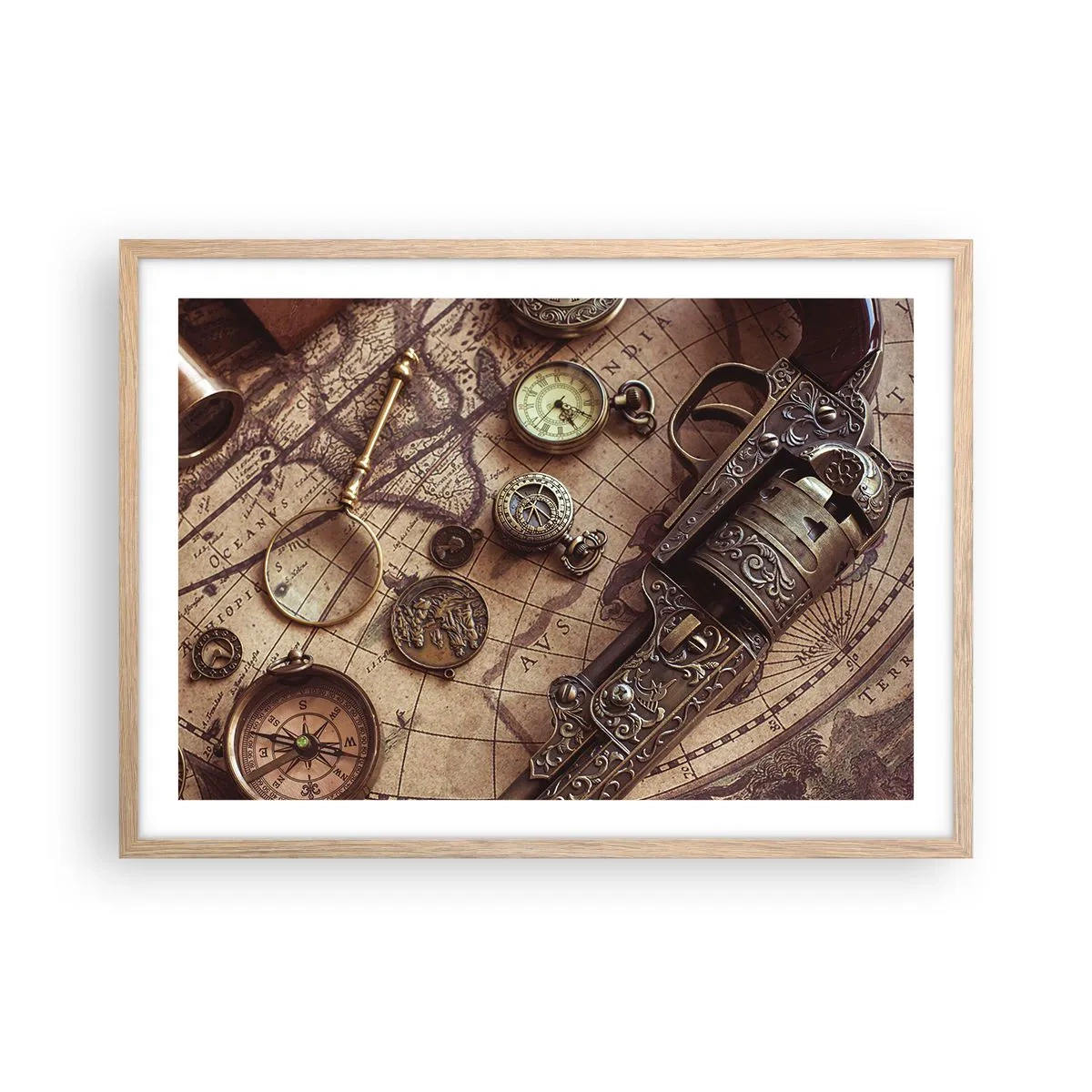 Affisch i ram av ljusek - Äventyret kallar - 70x50 cm