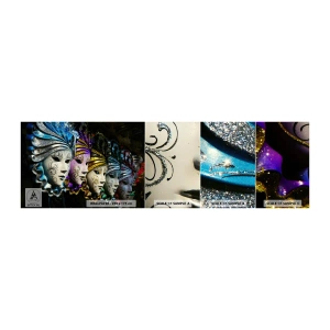 Provbit av självhäftande fototapet Deluxe Sticker - Hemlighet i guld och i silver - Venetiansk mask, Venedig, Karneval - 100x30 cm