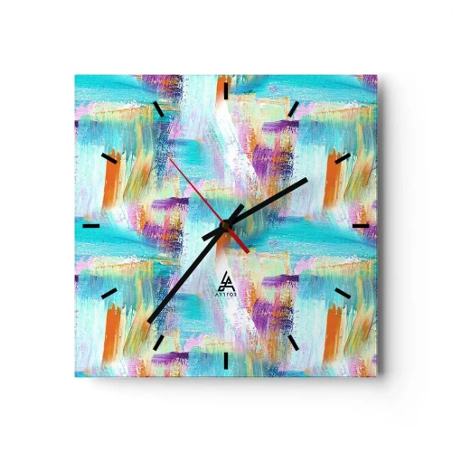 Väggklocka - Klocka på glas - Glatt klotter - 30x30 cm