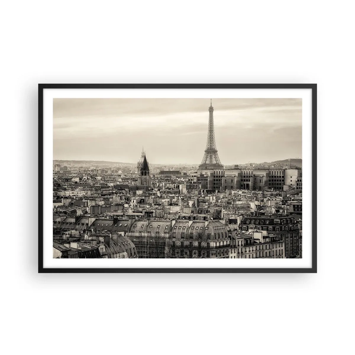 Affisch i svart ram - Över Paris tak - 91x61 cm