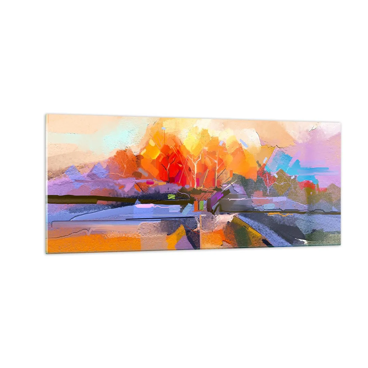 Glastavla - Bild på glas - Så blev det höst - 100x40 cm