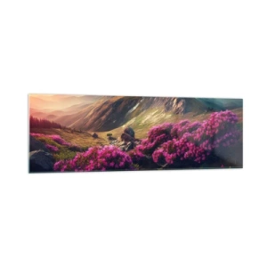 Glastavla - Bild på glas - Sommar i fjällen - 160x50 cm