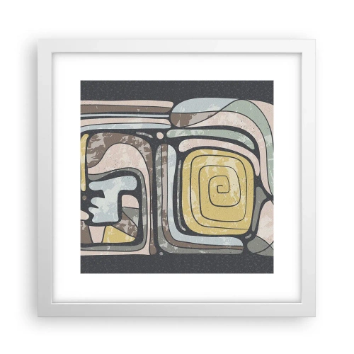Affisch i vit ram - Abstraktion i en förcolumbiansk anda - 30x30 cm