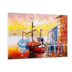 Glastavla - Bild på glas - Lycklig återresa - 120x80 cm