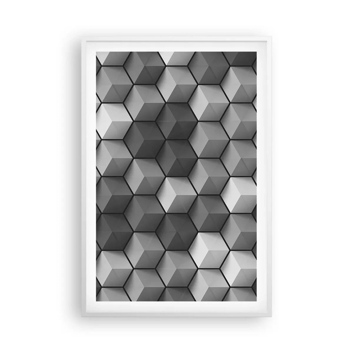 Affisch i vit ram - Kubistiskt pussel - 61x91 cm