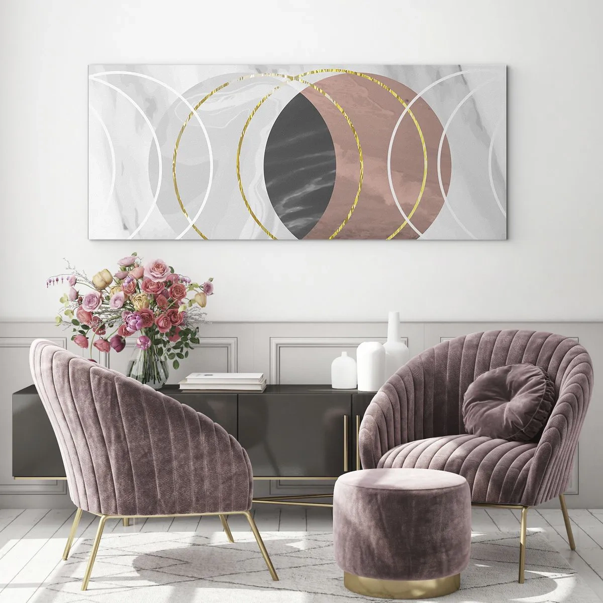 Glastavla - Bild på glas - Sfärernas musik - 160x50 cm