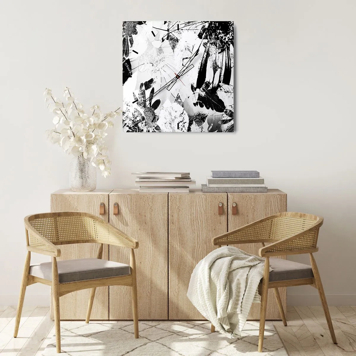 Väggklocka - Klocka på glas - Höst i negativet - 40x40 cm