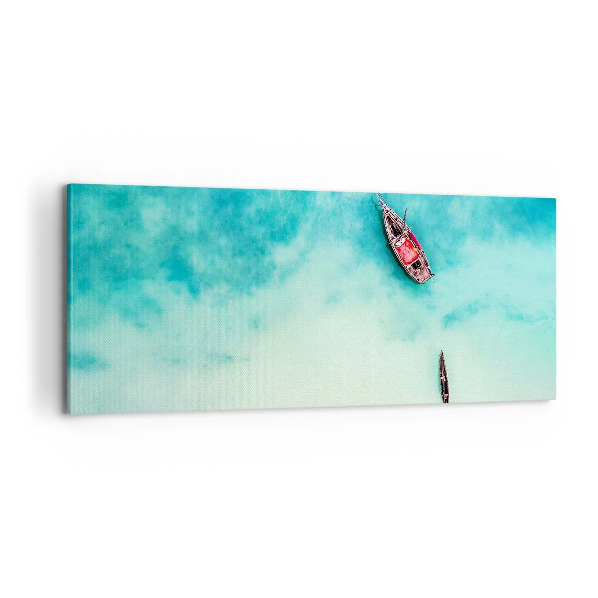 Canvastavla - Bild på duk - Högvatten på stranden i Zanzibar… - 100x40 cm