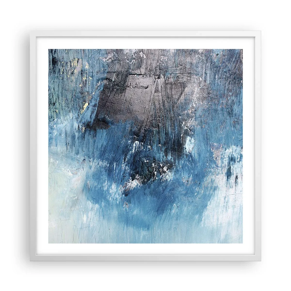 Affisch i vit ram - Blå rapsodi - 60x60 cm