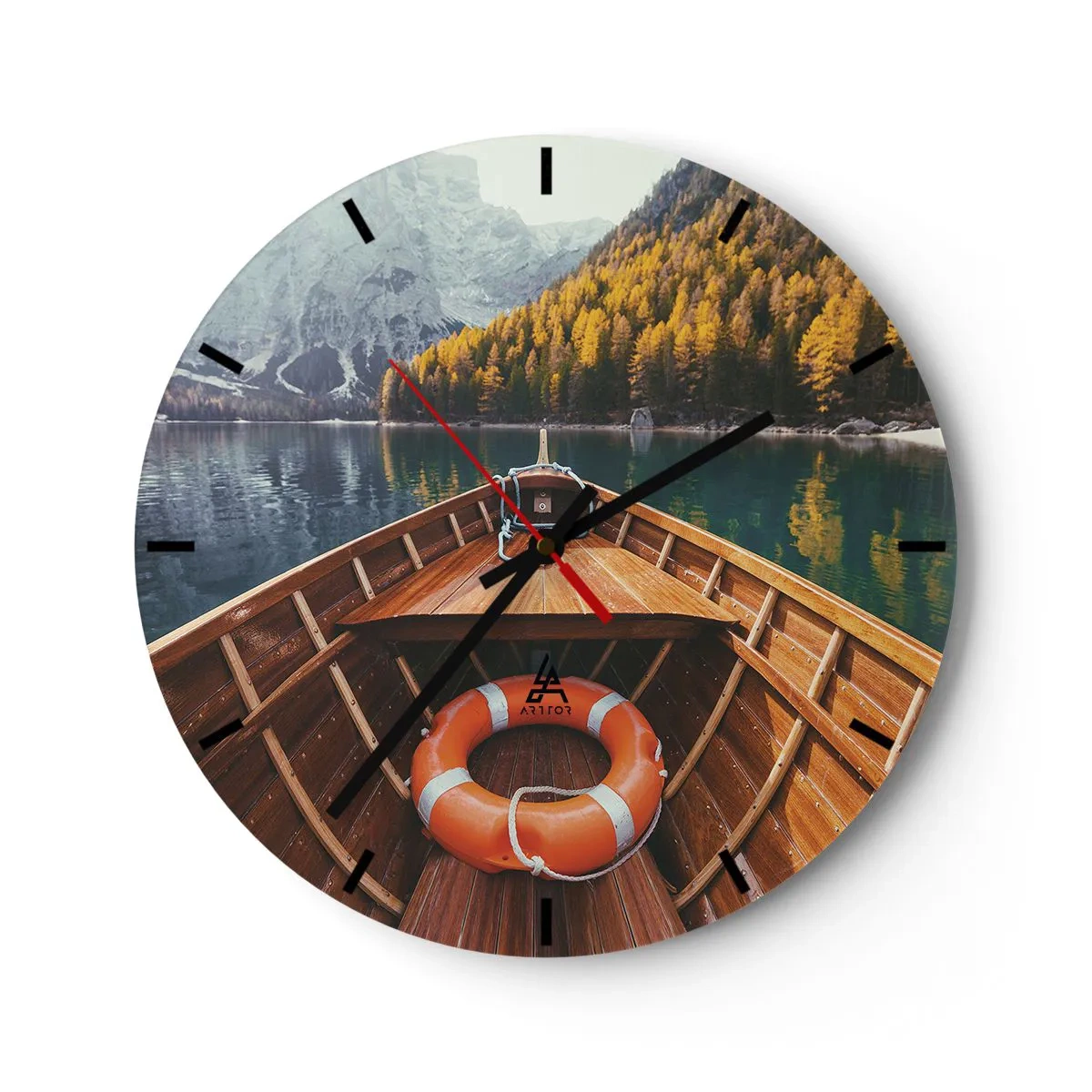 Väggklocka - Klocka på glas - Utflykt i fjällen - 40x40 cm