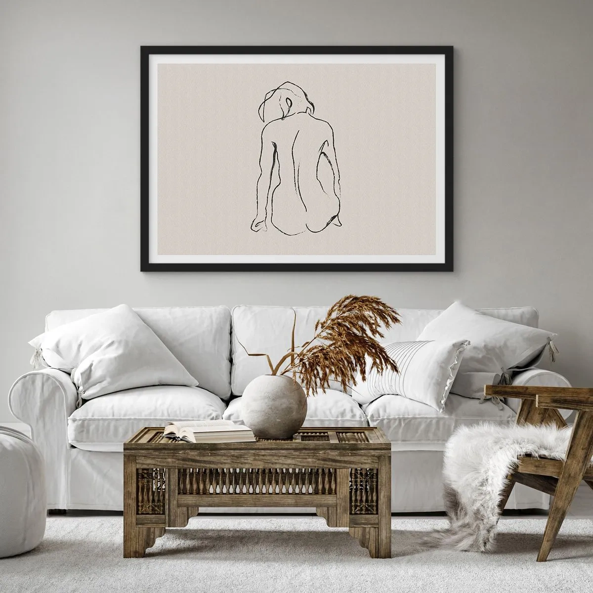 Affisch i svart ram - Naken flicka - 70x50 cm