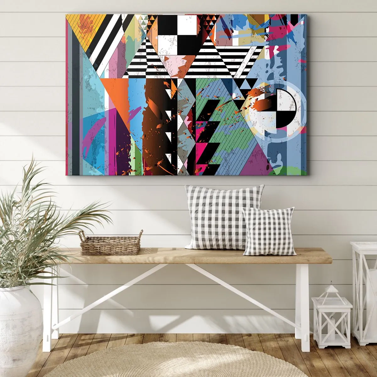 Canvastavla - Bild på duk - Geometriskt och organiskt - 100x70 cm