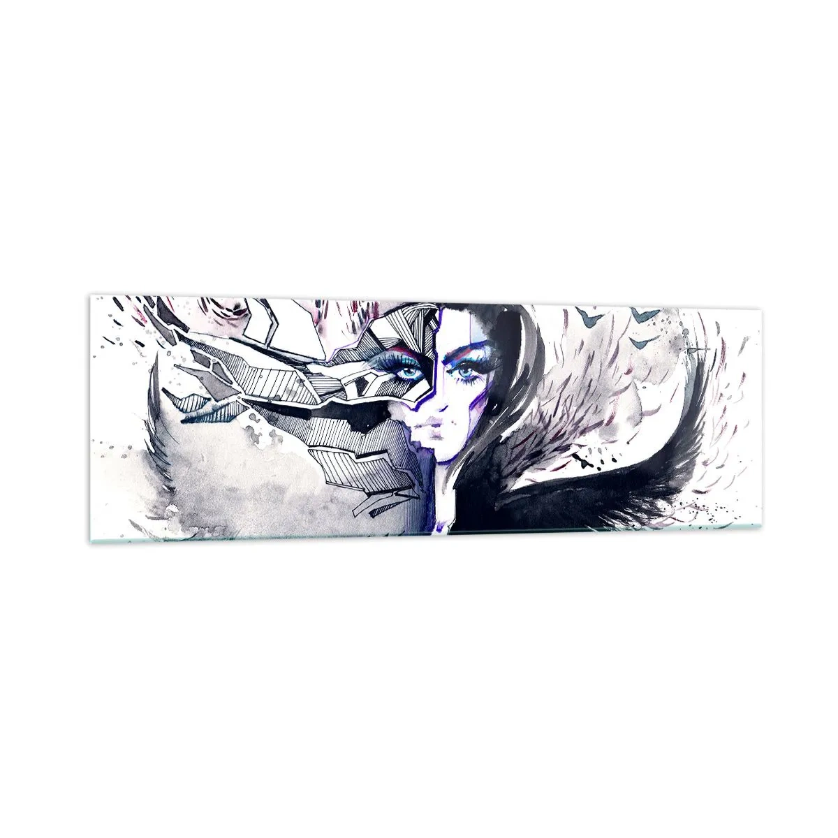 Glastavla - Bild på glas - Demonisk och vacker - 160x50 cm