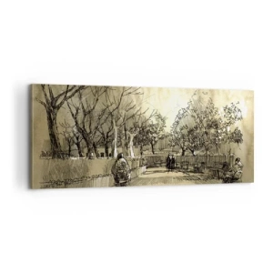 Canvastavla - Bild på duk - En stund fångad med penna - 100x40 cm