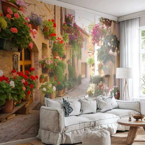 Fototapet Standard Eco - I blommornas flod - Stad, Italien, Vackra gator - 250x175 cm