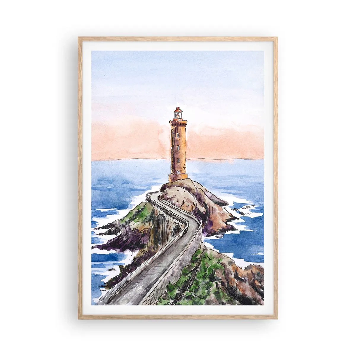 Affisch i ram av ljusek - Vänd mot havet - 70x100 cm