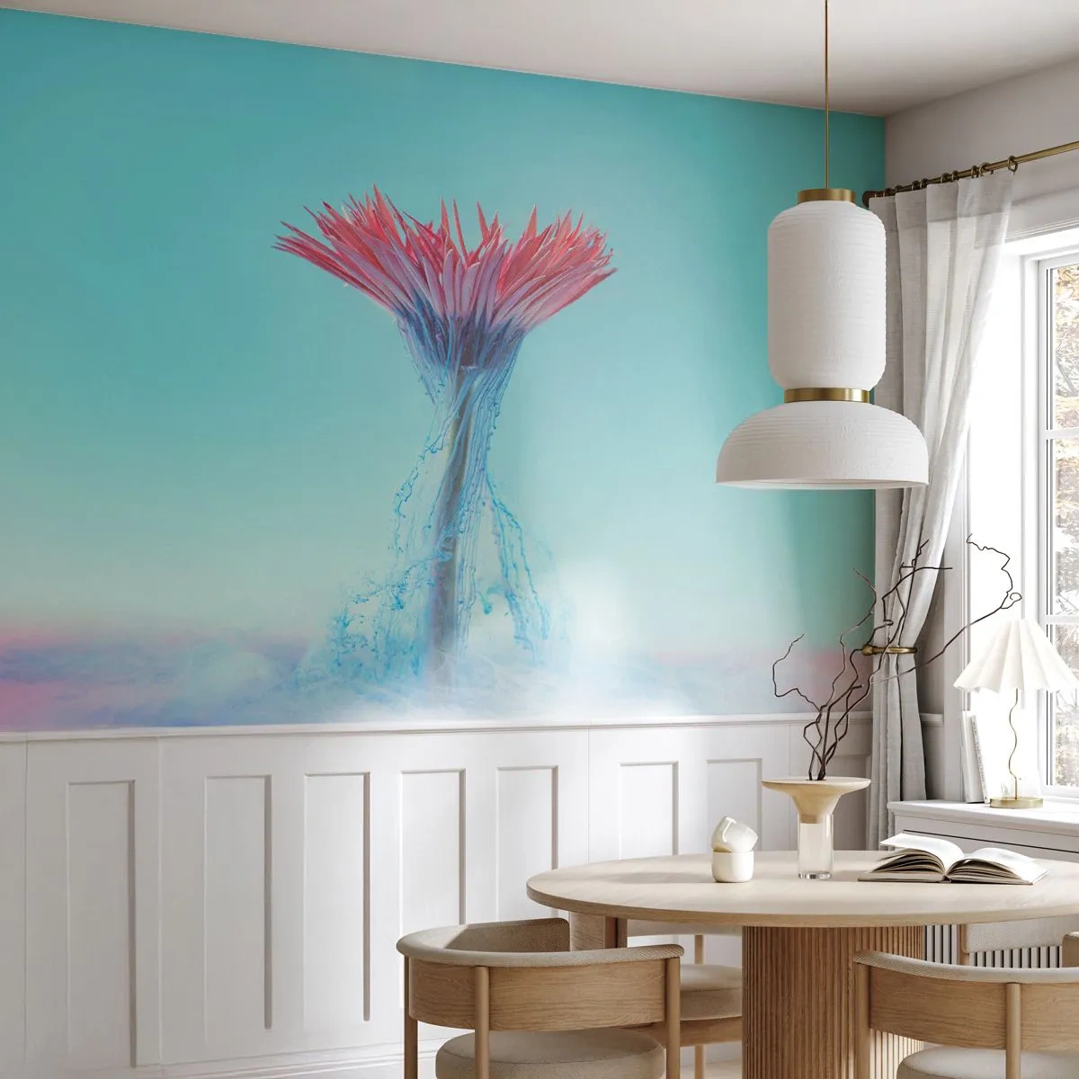 Fototapet Premium Sand - I upplivande famn - Abstraktion, Blomma, Bit - 400x280 cm