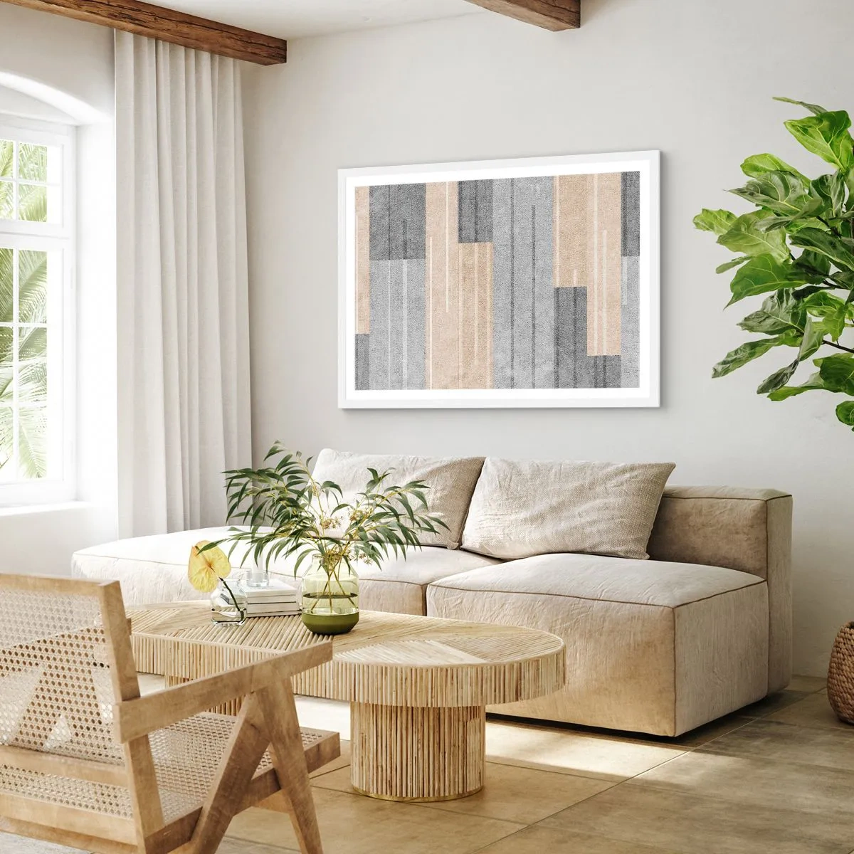 Affisch i vit ram - Komposition: allt i lod - 100x70 cm