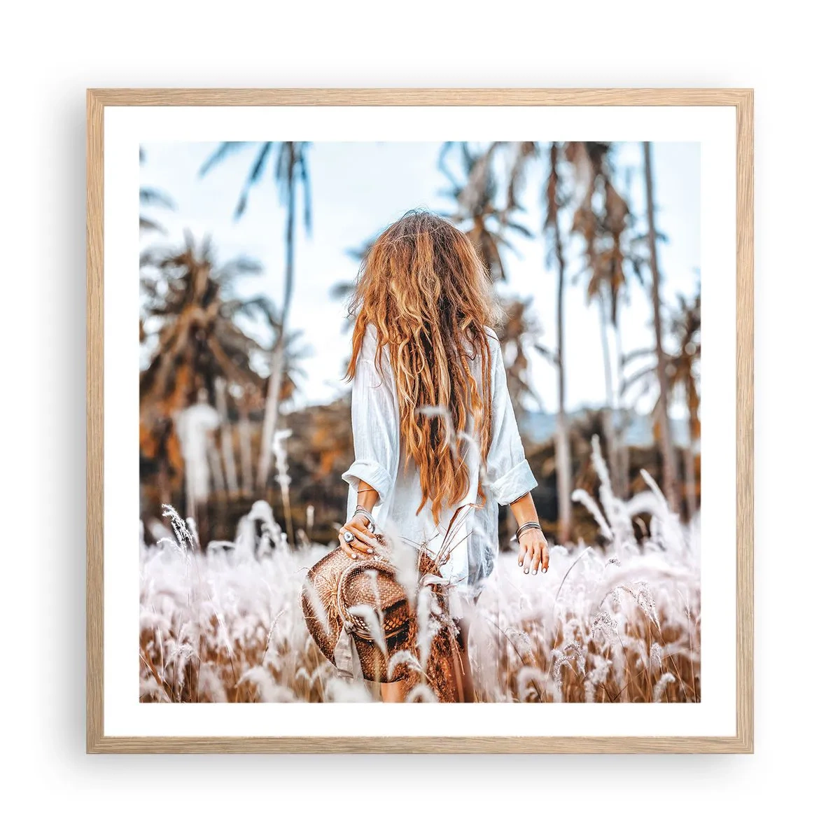 Affisch i ram av ljusek - Född ur gräsdun - 60x60 cm