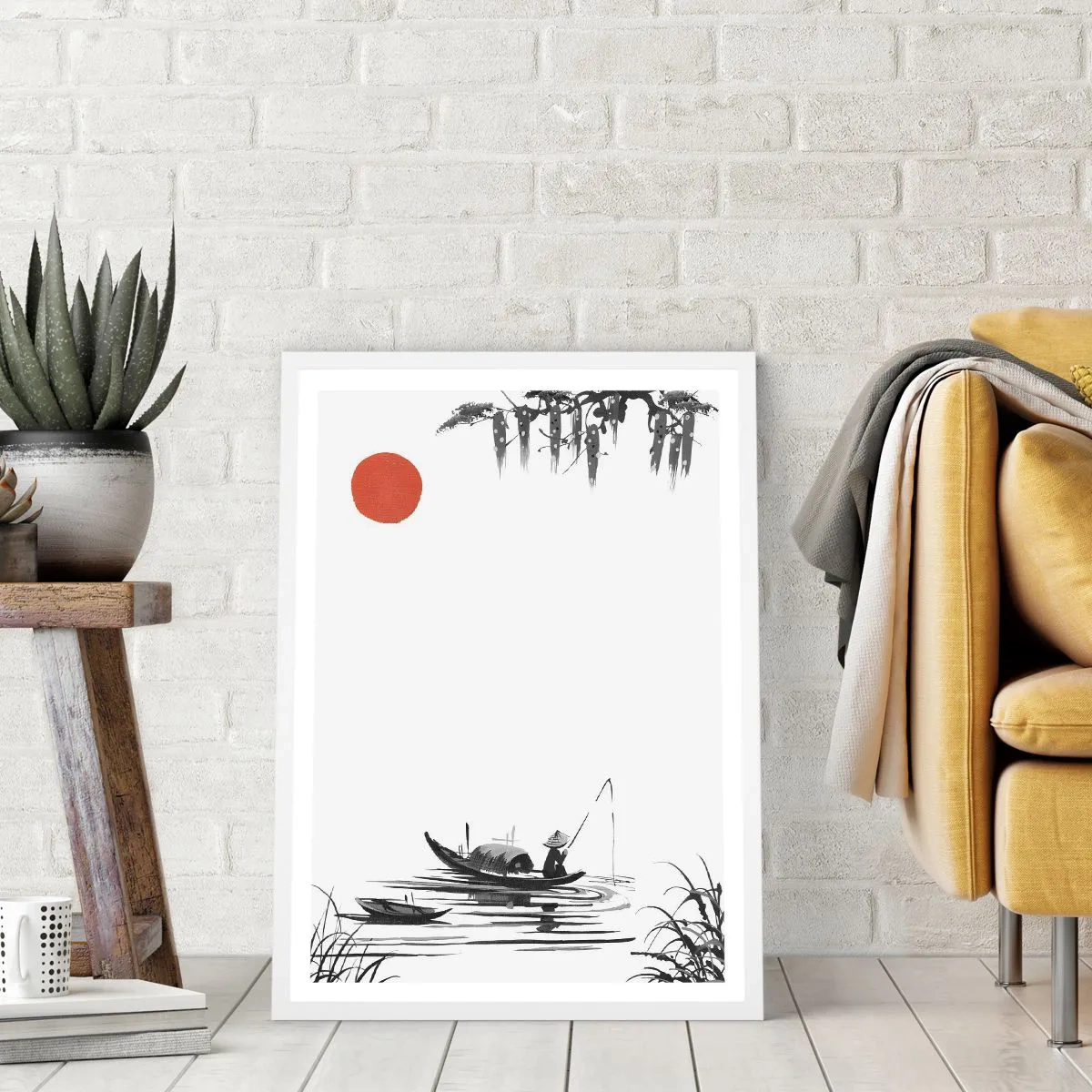 Affisch i vit ram - Asiatisk eftermiddag - 50x70 cm