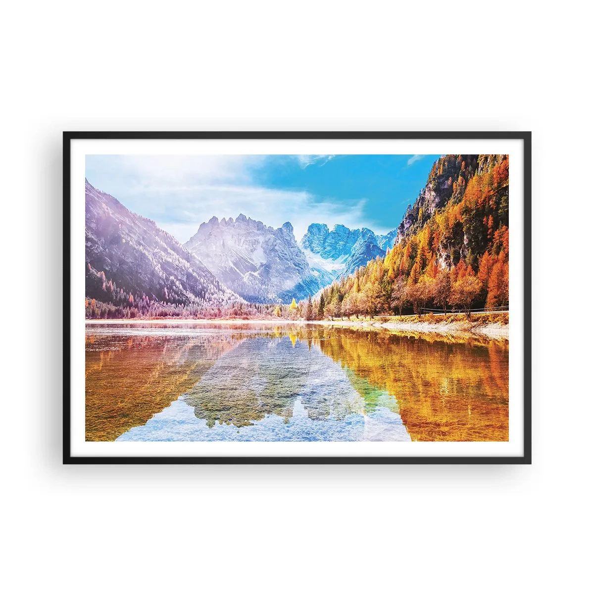 Affisch i svart ram - Det är redan höst i fjällen - 100x70 cm