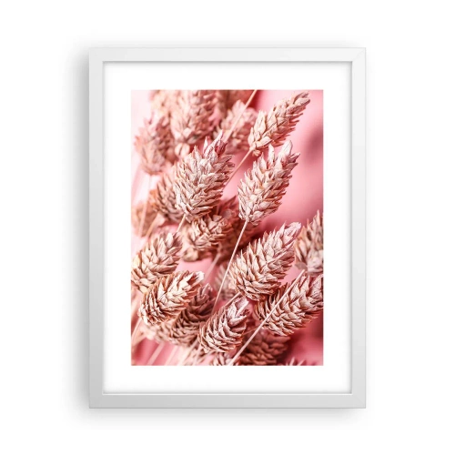 Affisch i vit ram - Blomkaskad i rosa - 30x40 cm