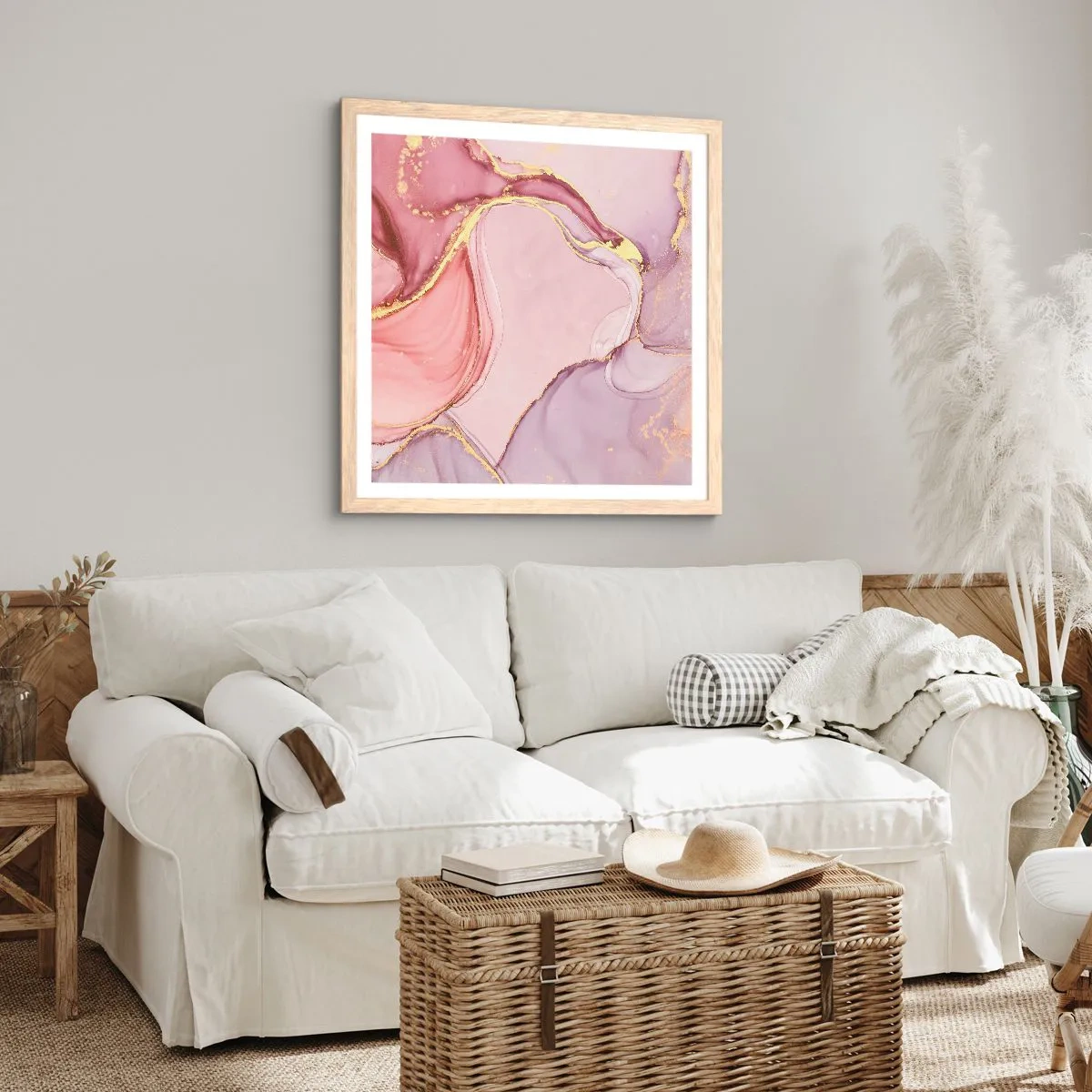 Affisch i ram av ljusek - Färgernas smek - 60x60 cm