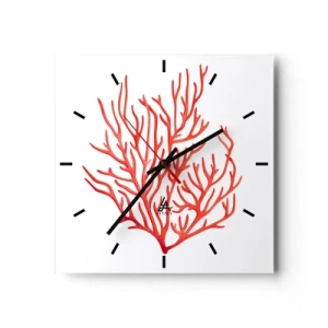 Väggklocka - Klocka på glas - Filigran av korall - 40x40 cm