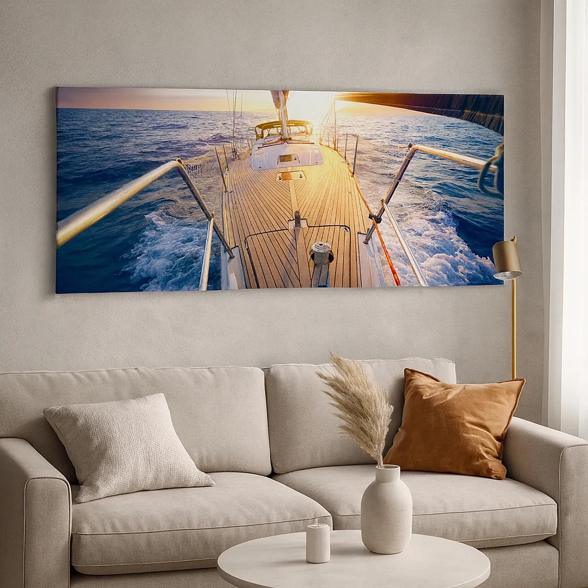 Canvastavla - Bild på duk - Springa på vågorna - 30x30 cm