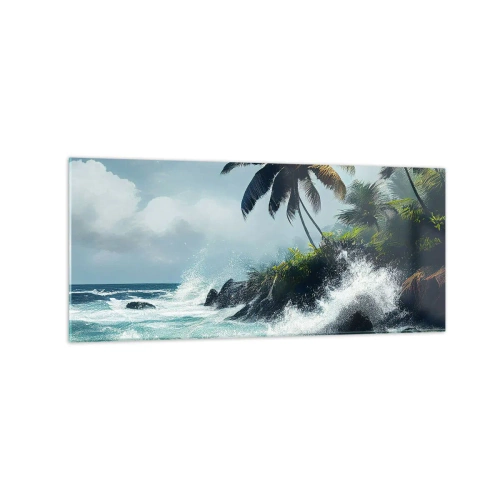 Glastavla - Bild på glas - På en tropisk strand - 120x50 cm