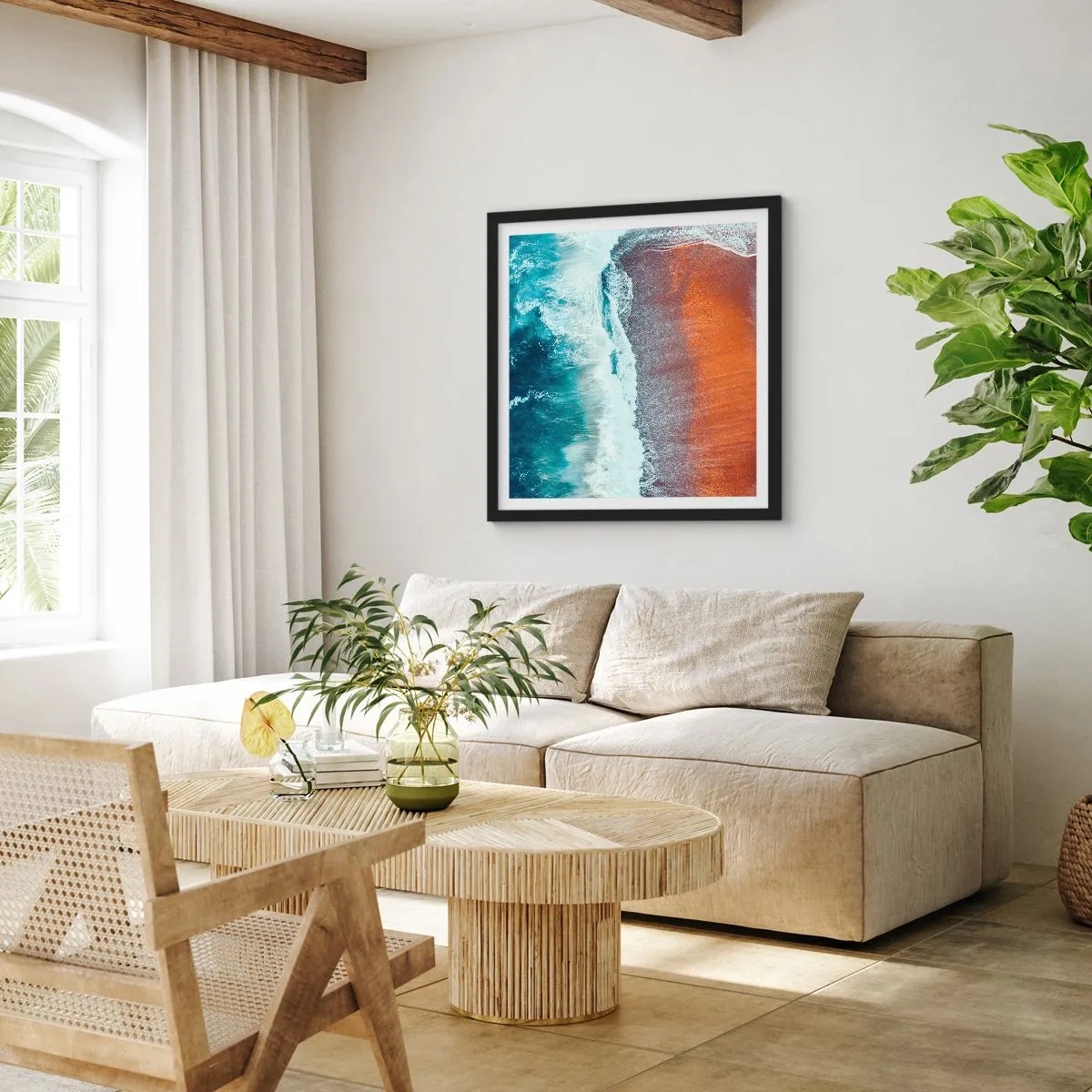 Affisch i svart ram - En touch av havet - 40x40 cm