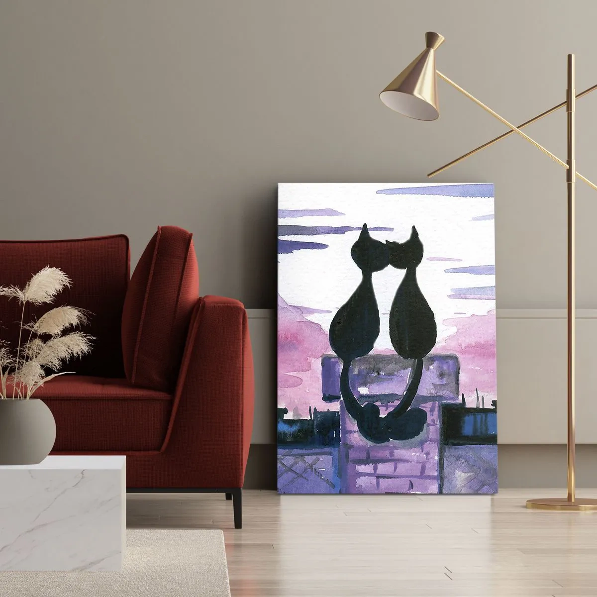 Canvastavla - Bild på duk - Rendez-vous under månen - 50x70 cm