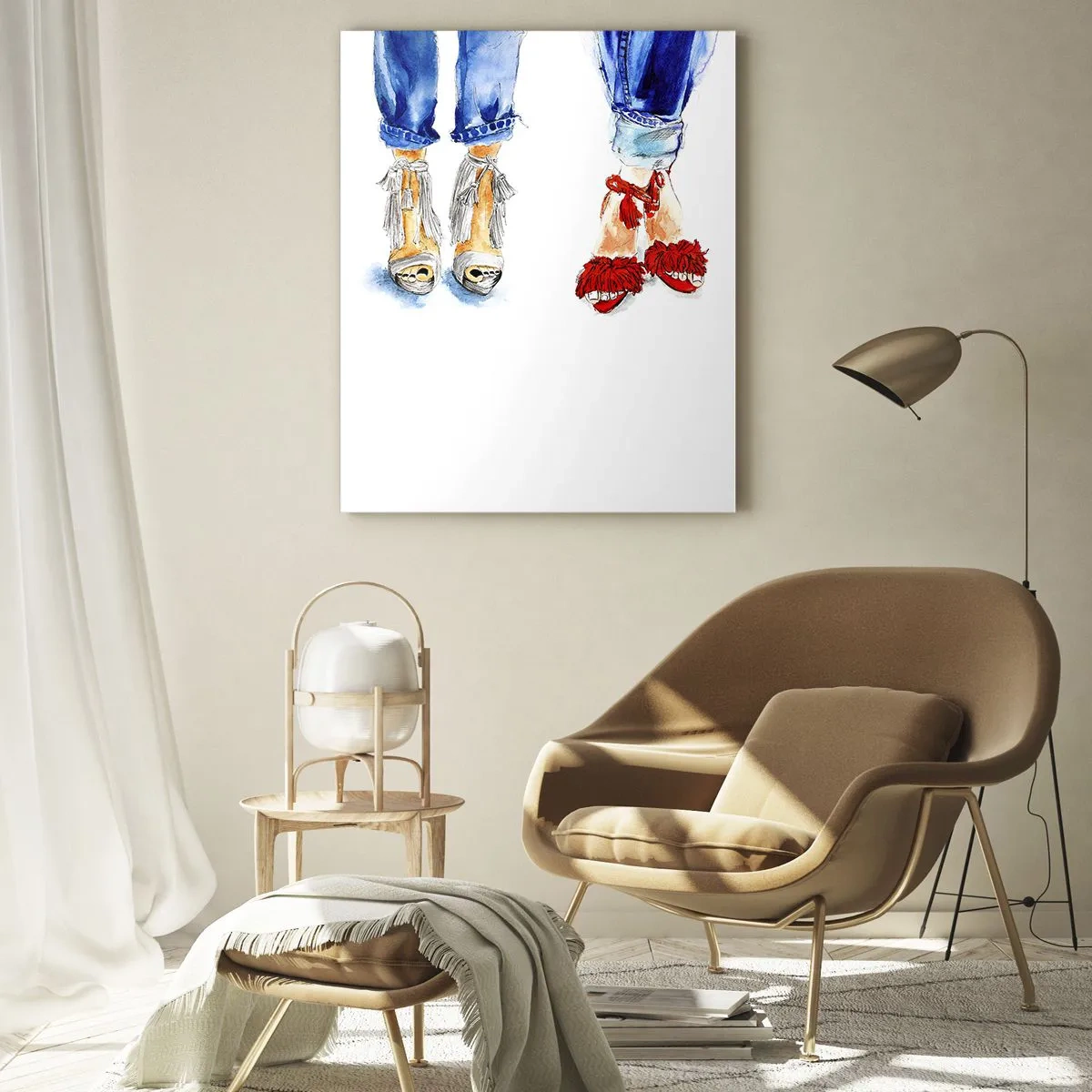 Glastavla - Bild på glas - Kanske går vi ut på promenad? - 50x70 cm