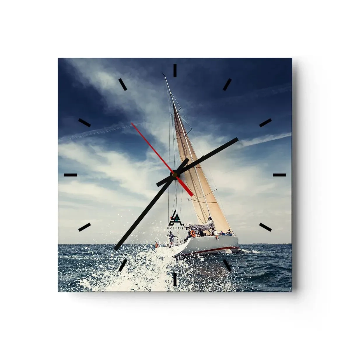 Väggklocka - Klocka på glas - De hinner inte ikapp oss! - 30x30 cm