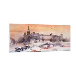 Glastavla - Bild på glas - Kunglig solnedgång - 100x40 cm