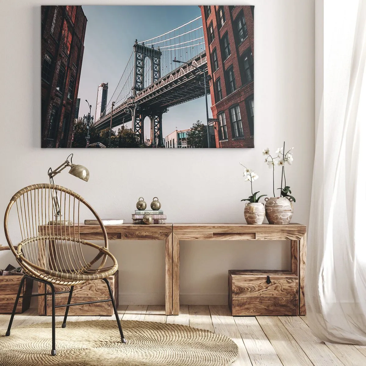 Canvastavla - Bild på duk - Över stadens vågor - 70x50 cm