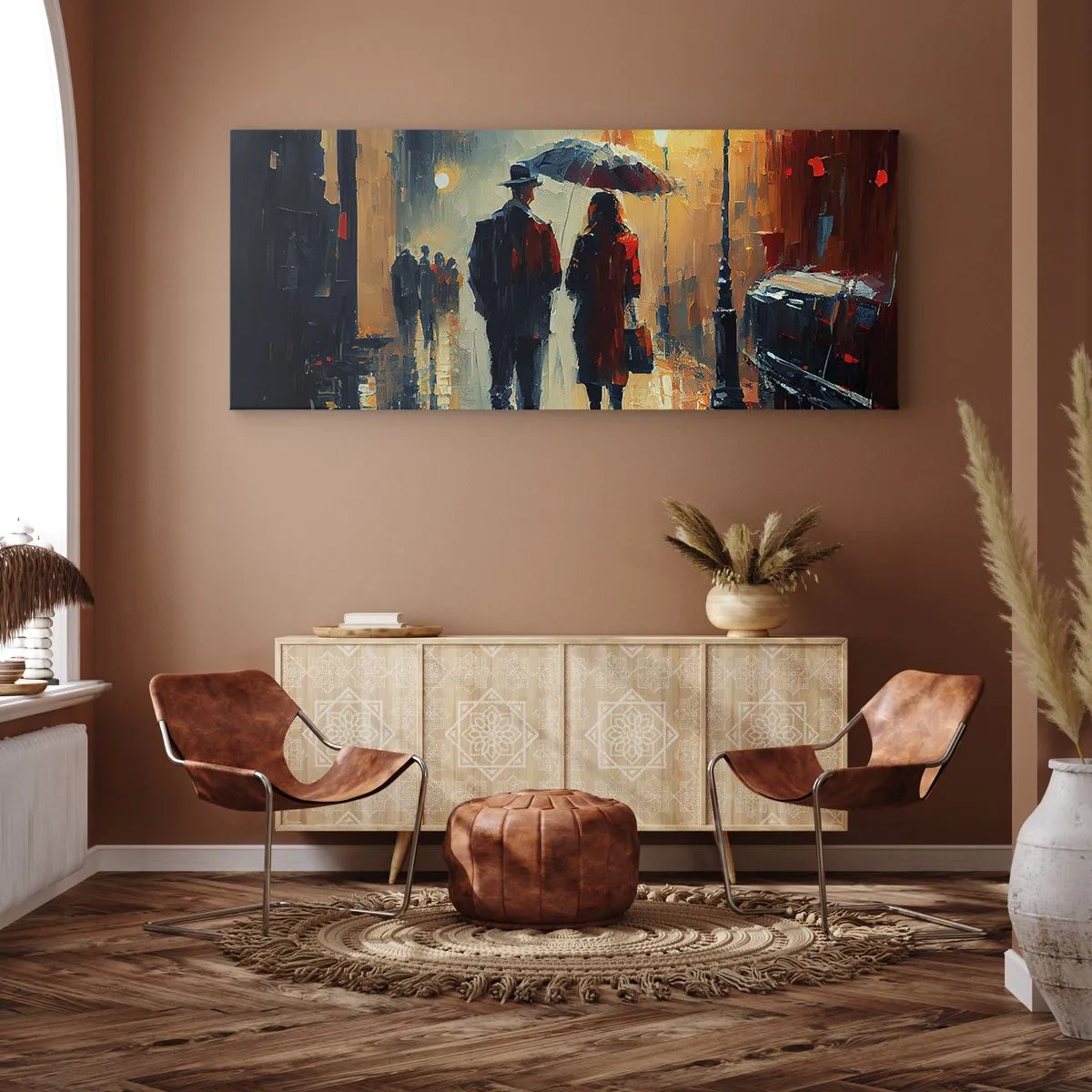 Canvastavla - Bild på duk - Kärlekshistoria på stan - 100x40 cm