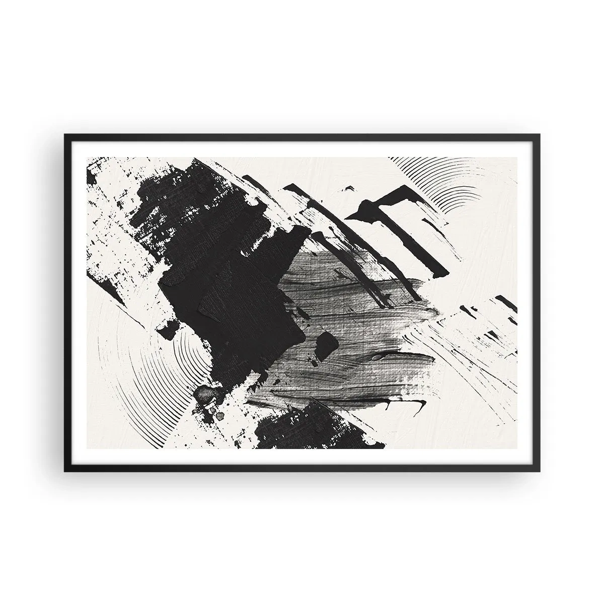 Affisch i svart ram - Abstraktion - uttrycket av svart - 100x70 cm